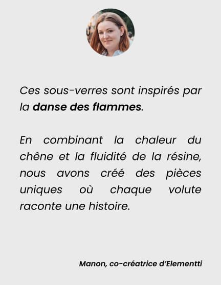 sous-verres chêne résine effet flammes